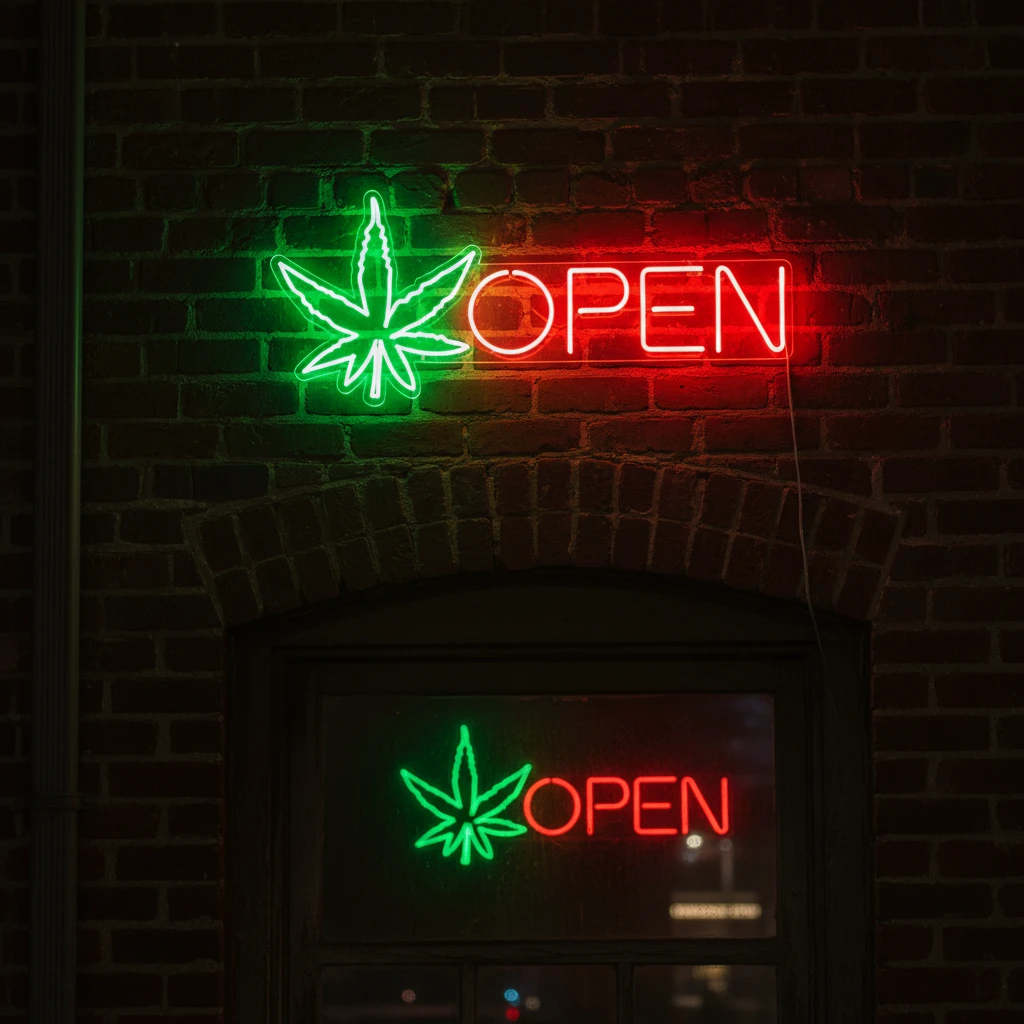 Open Neon Sign Weed Neon Sign Wall Decor Art by Neonchics