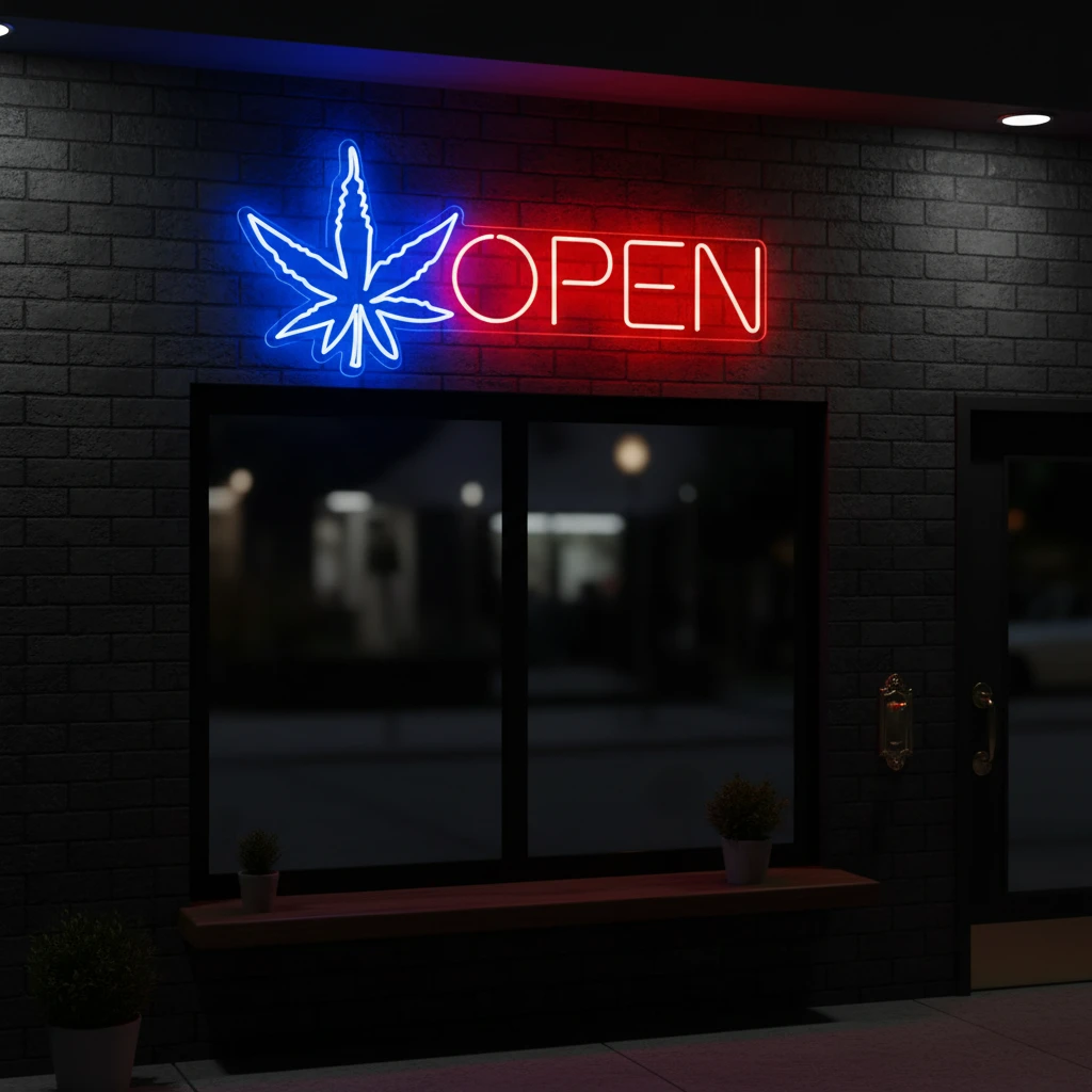 Open Neon Sign Weed Neon Sign Wall Decor Art by Neonchics