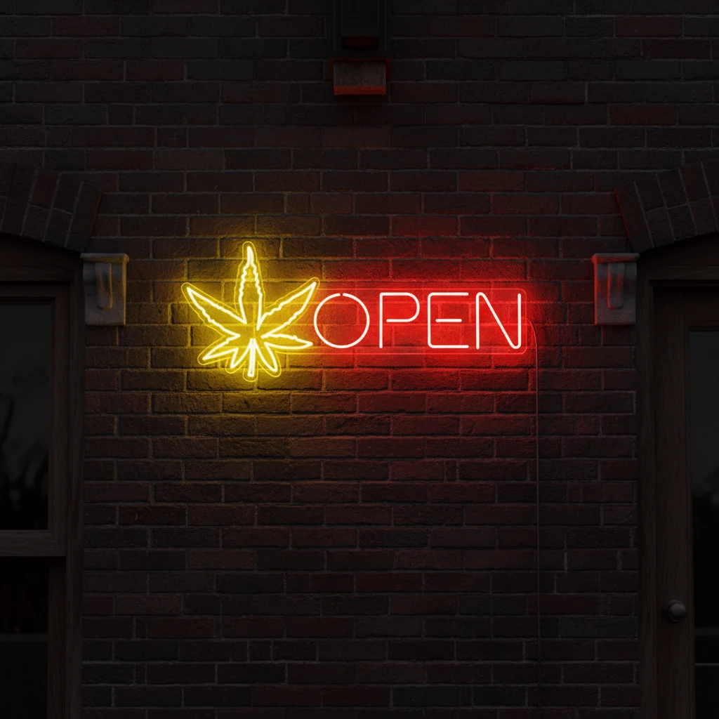 Open Neon Sign Weed Neon Sign Wall Decor Art by Neonchics