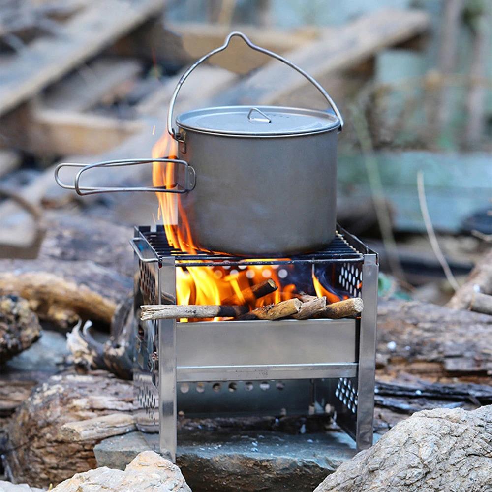 Outdoor Camping Wood Stove Barbecue Grill Portable Wood Burning Stove by Bowlift