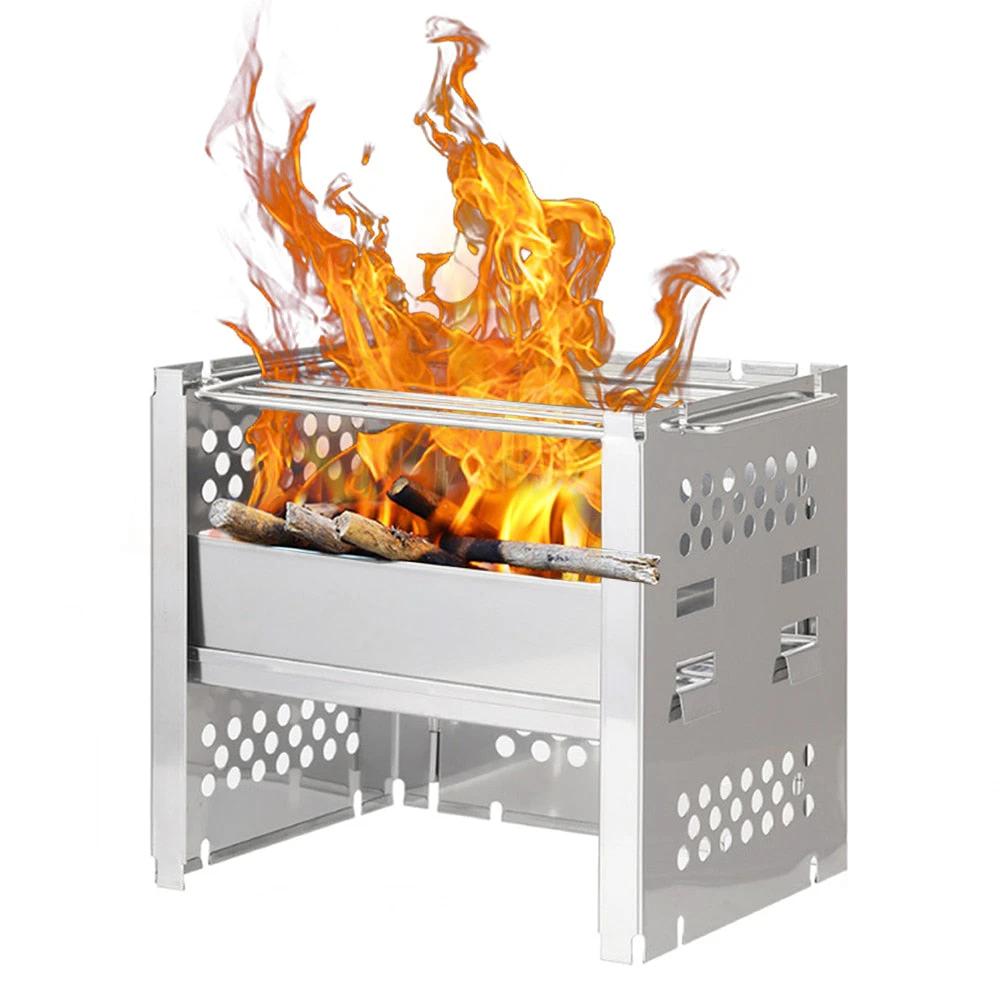 Outdoor Camping Wood Stove Barbecue Grill Portable Wood Burning Stove by Bowlift