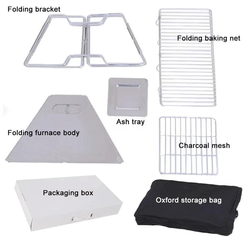 Outdoor Folding Barbecue Two Layer Stainless Steel Portable Grill by Bowlift