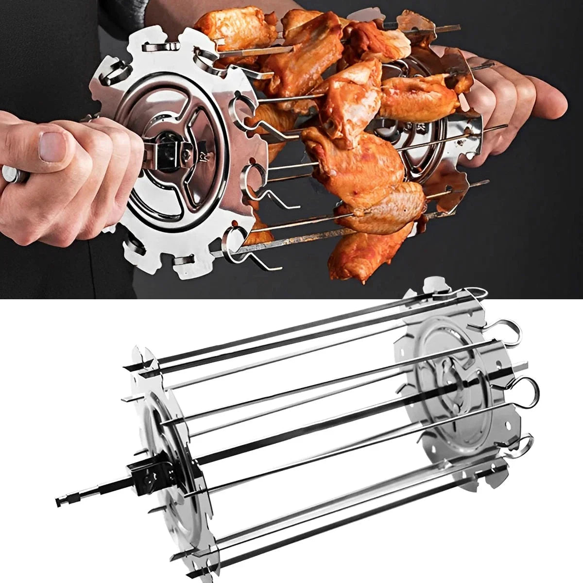 Oven Grill Cage Stainless Steel Meat Skewer Cage Heat-Resistant Skewer by Bowlift