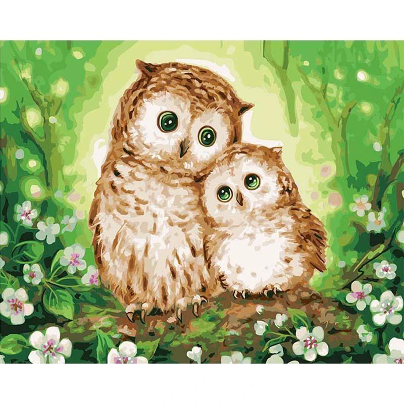 Glowing Owl Family - Van-Go Paint-By-Number Kit by Bowlift