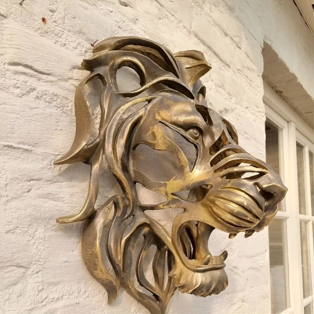 Exquisite gold-plated lion head wall sculpture Bowlift by Bowlift
