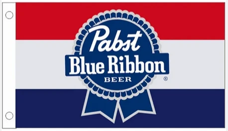 PBR Pabst Blue Ribbon Beer Flag - 3x5 FT Banner-100% polyester-2 Metal Grommets by flagsshop