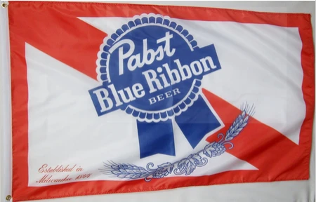 PBR Pabst Blue Ribbon Beer Flag - 3x5 FT Banner-100% polyester-2 Metal Grommets by flagsshop