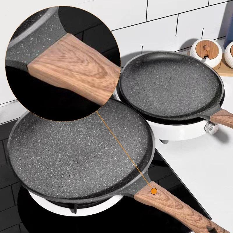 Pan Crepe Pancake Pan Nonstick Frying Pot with Wooden Handle Saucepan by Bowlift