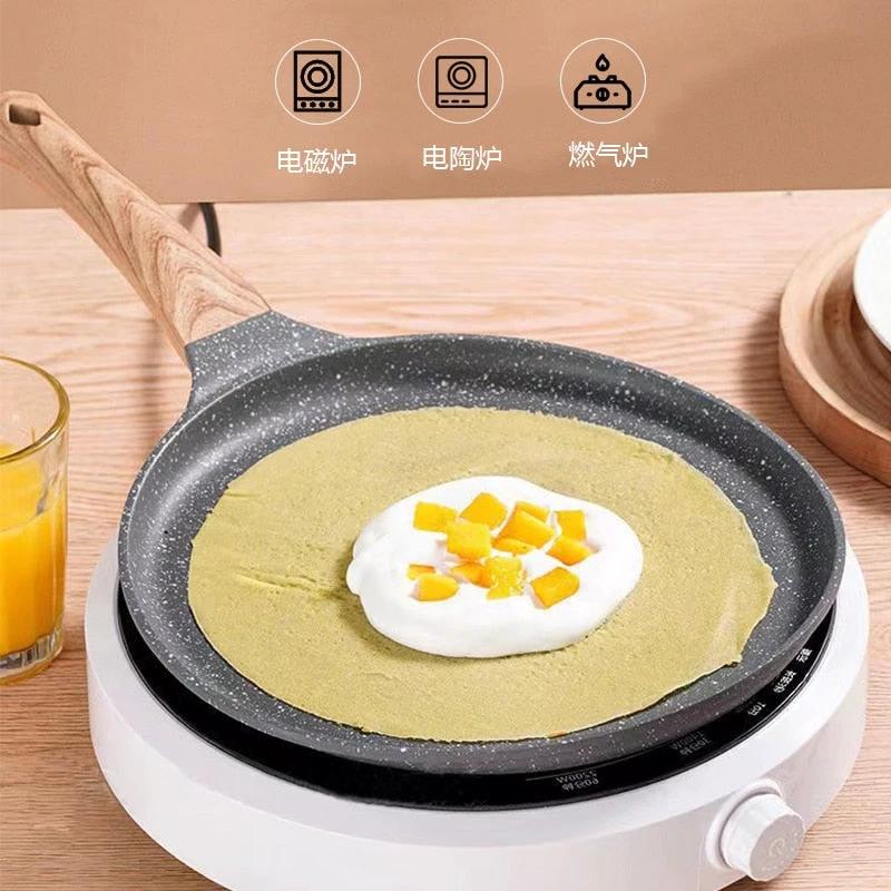 Pan Crepe Pancake Pan Nonstick Frying Pot with Wooden Handle Saucepan by Bowlift