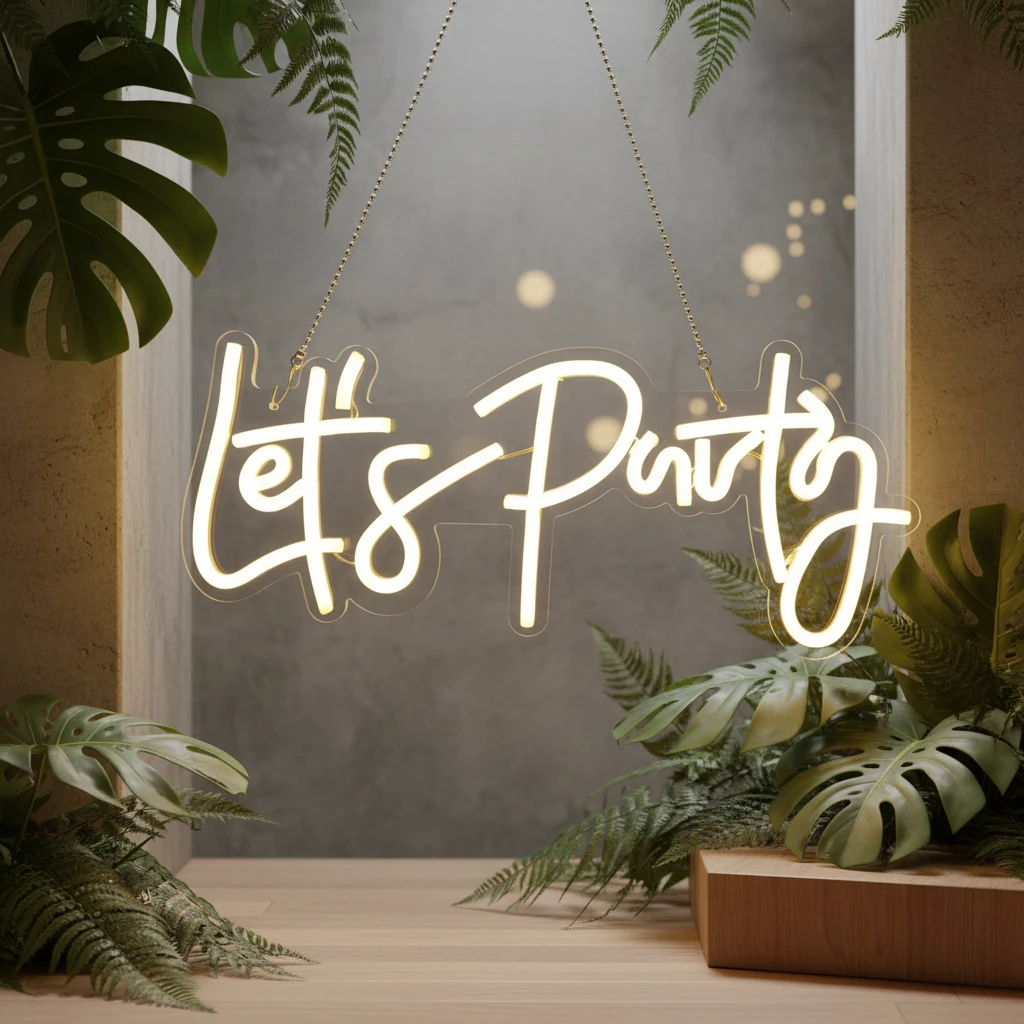 Let's Party Neon Sign for Event Party Decor by Neonchics