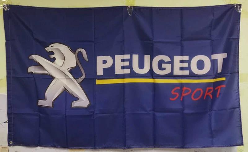 Peugeot flag-3x5 FT-100% polyester Banner-Black / White by flagsshop