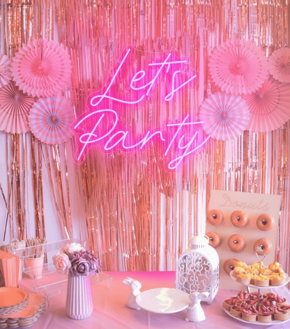 Let's Party Neon Sign for Party Event Decor by Neonchics