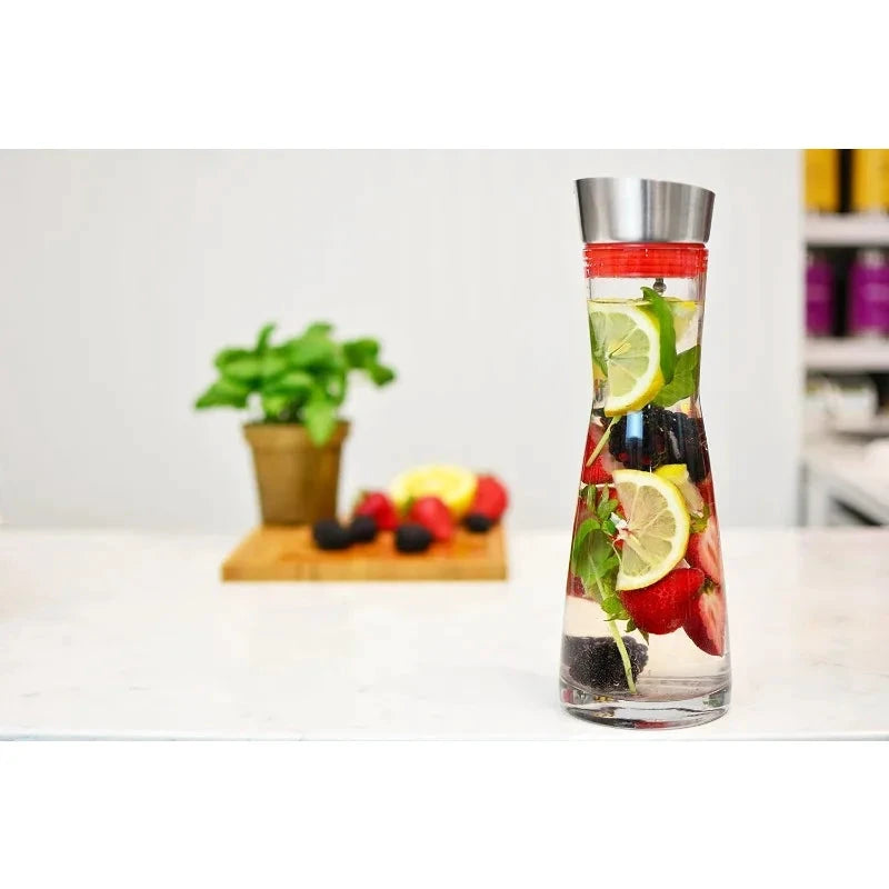 Pitcher With Lid Juice Clear Glass Drink Infused Glass Water Pitcher by Bowlift