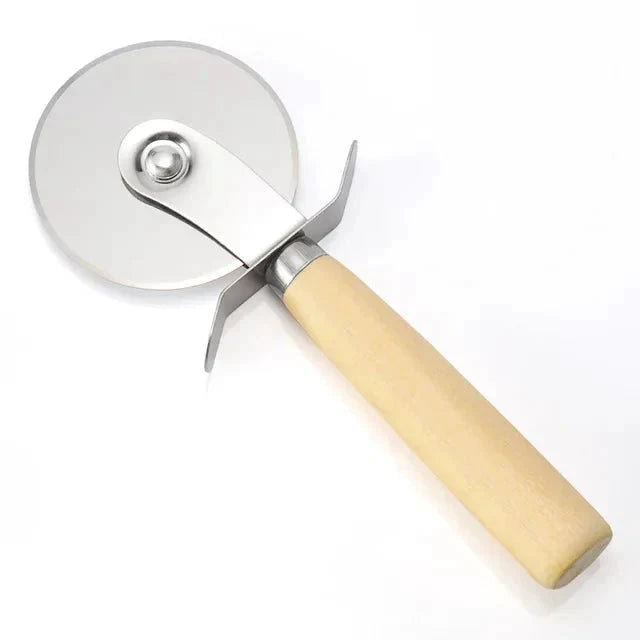 Pizza Cutter Wooden Handle Pastry Dough Cutter Cutting Wheel Slicer by Bowlift