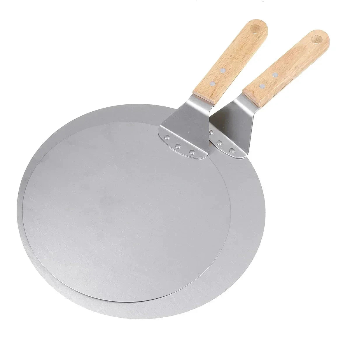 Pizza Shovel Pastry Tools Stainless Steel Wooden Handle Peel Round by Bowlift