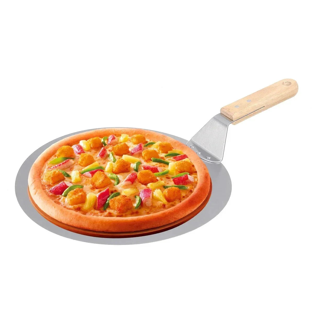 Pizza Shovel Pastry Tools Stainless Steel Wooden Handle Peel Round by Bowlift