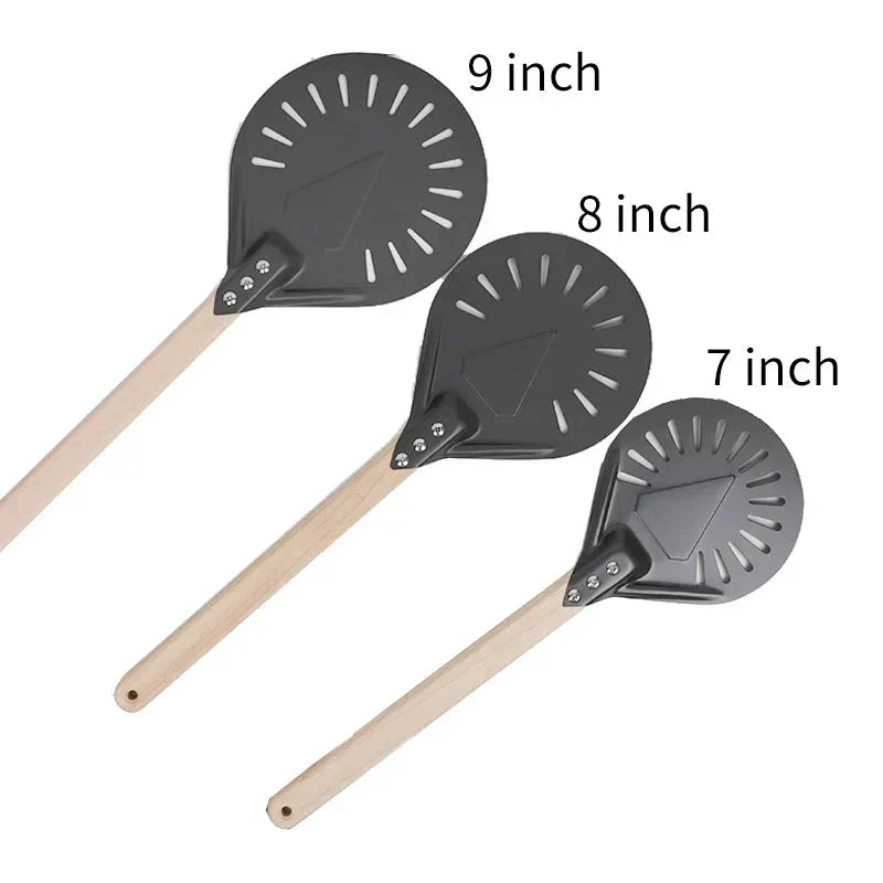 Pizza Shovel Turning Paddle Round Pizza Tool Wooden Handle Nonstick by Bowlift