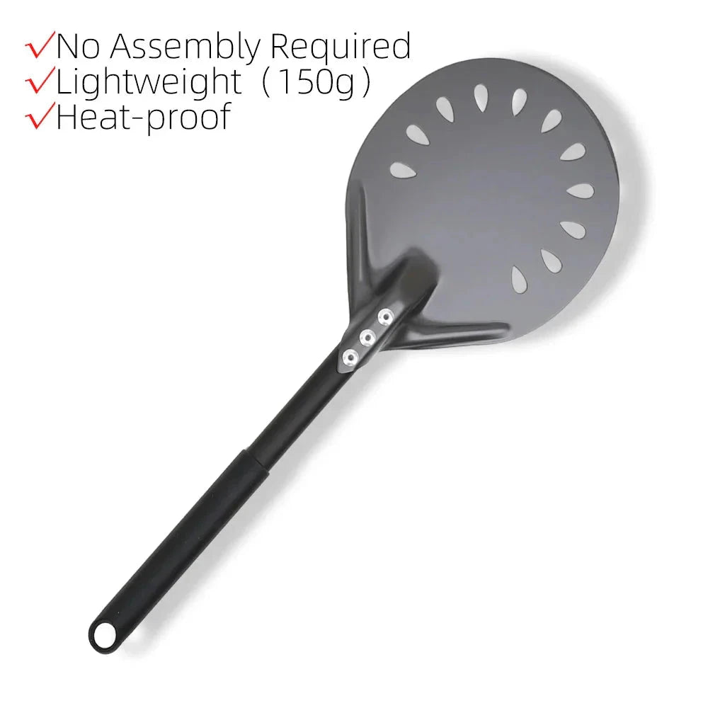 Pizza Shovel Turning Paddle Round Pizza Tool Wooden Handle Nonstick by Bowlift