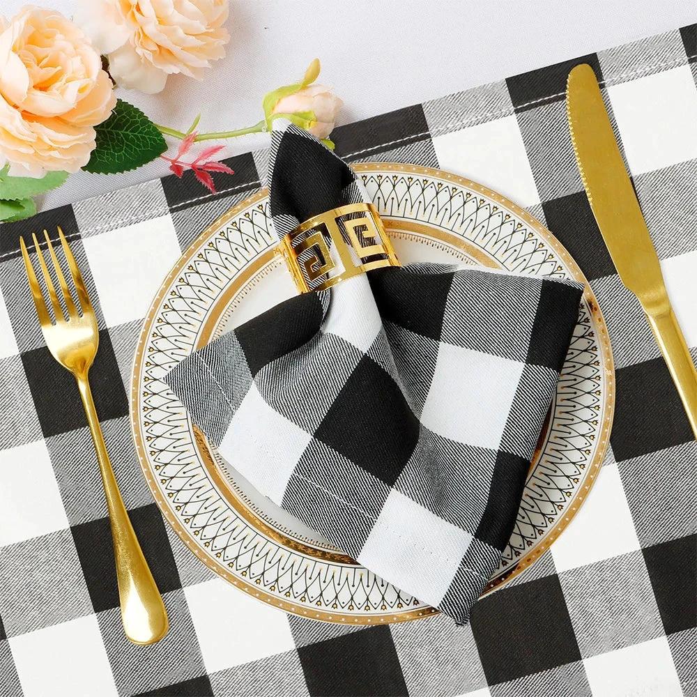Plaid Cotton Tassel Table Napkins Set of 4 Reusable Tea Towels Napkins by Bowlift