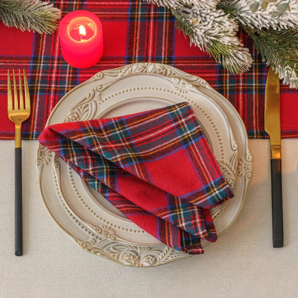 Plaid Cotton Tassel Table Napkins Set of 4 Reusable Tea Towels Napkins by Bowlift