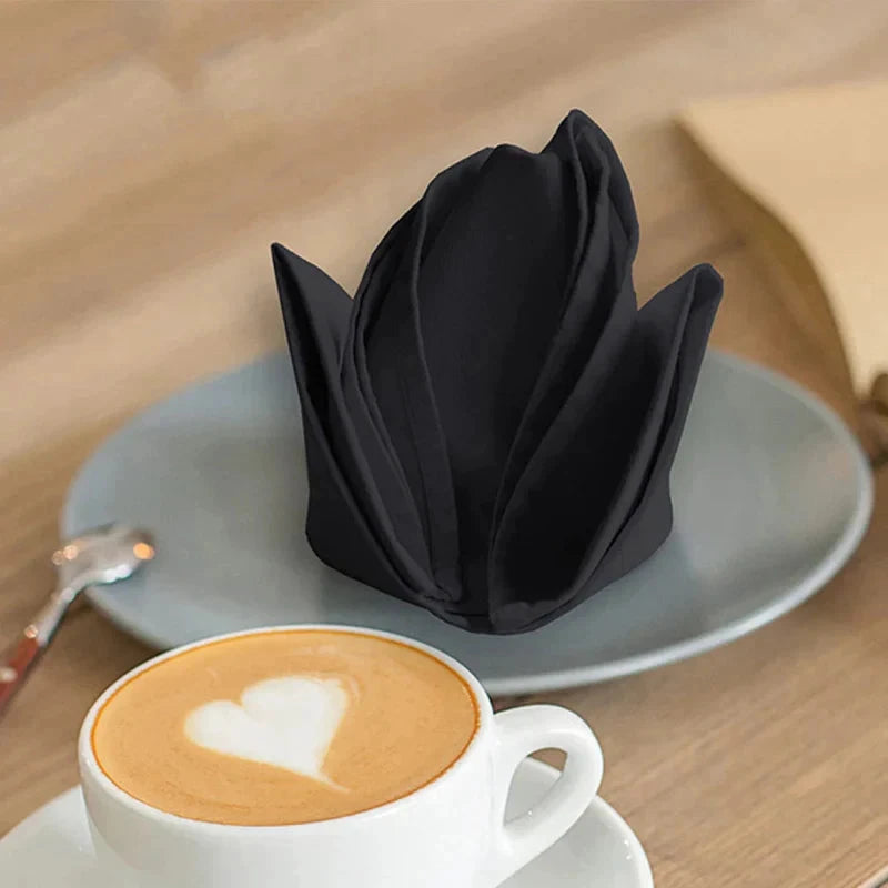 Plain Color Polyester Table Napkins Thickened Reusable Placemats by Bowlift