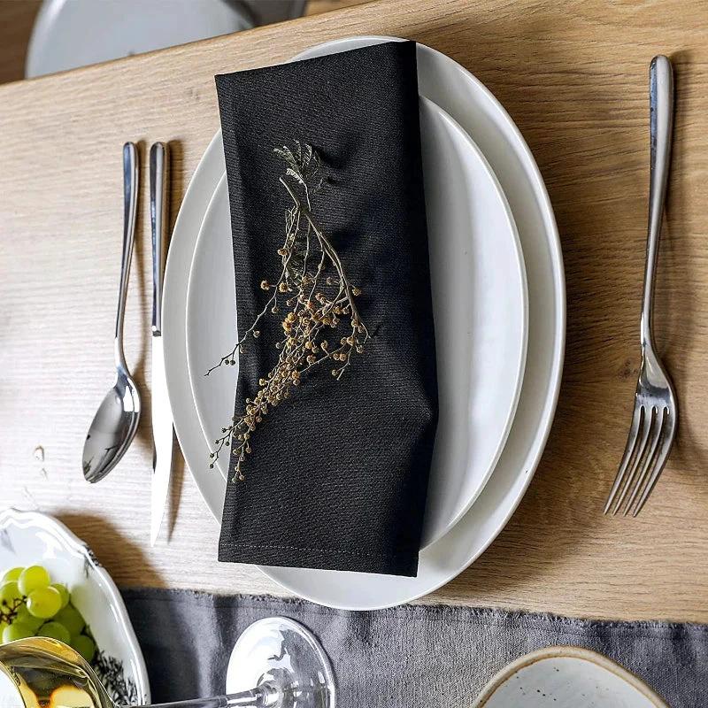 Plain Color Polyester Table Napkins Thickened Reusable Placemats by Bowlift