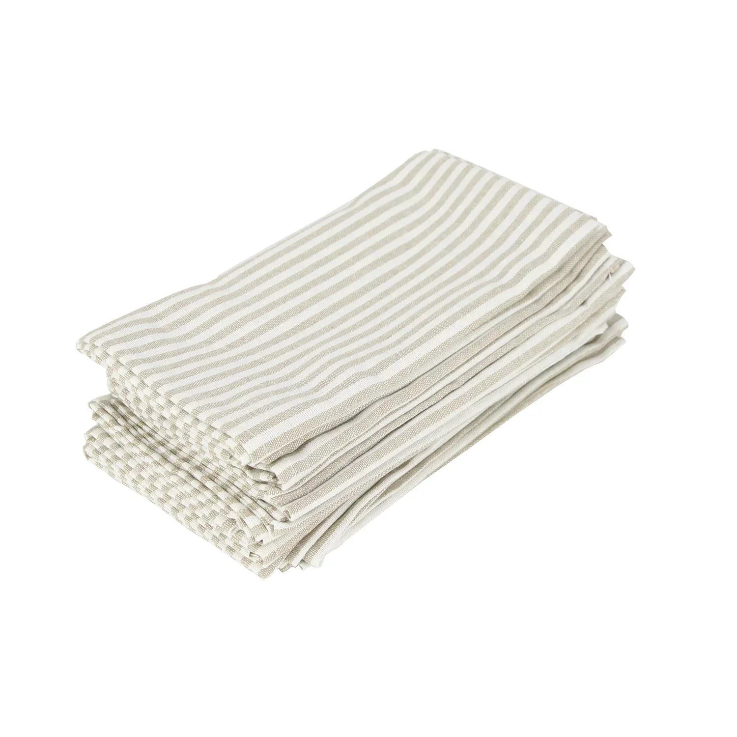 Plain Striped Cotton Linen Blend Table Napkins Set of 12 Cloth Napkins by Bowlift