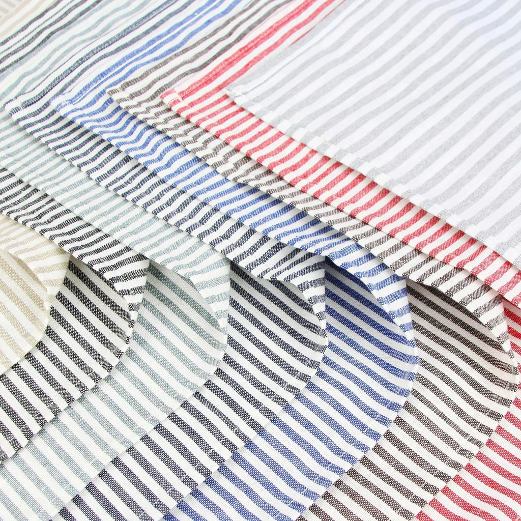 Plain Striped Cotton Linen Blend Table Napkins Set of 12 Cloth Napkins by Bowlift