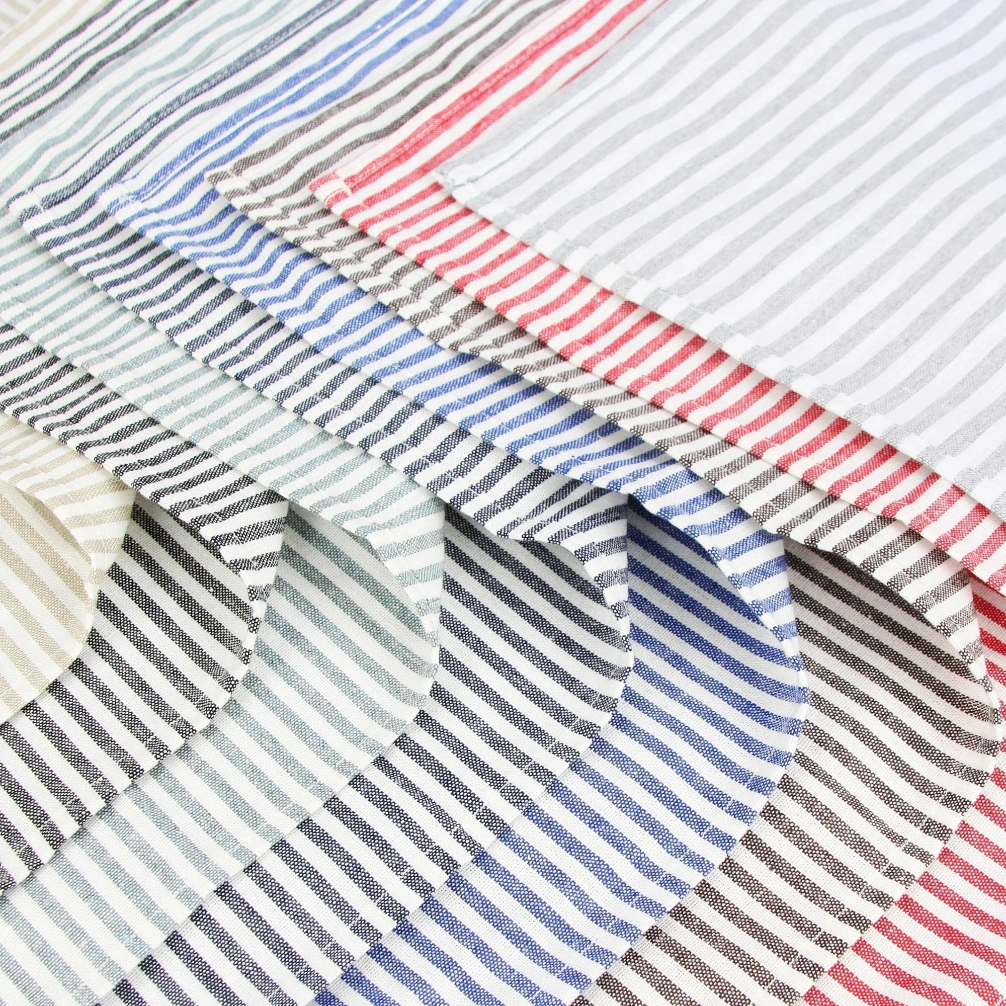Plain Striped Cotton Linen Blend Table Napkins Set of 12 Cloth Napkins by Bowlift