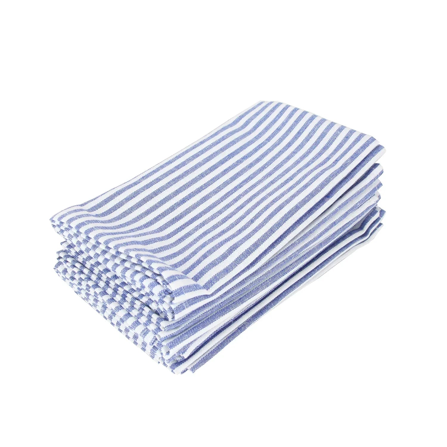 Plain Striped Cotton Linen Blend Table Napkins Set of 12 Cloth Napkins by Bowlift