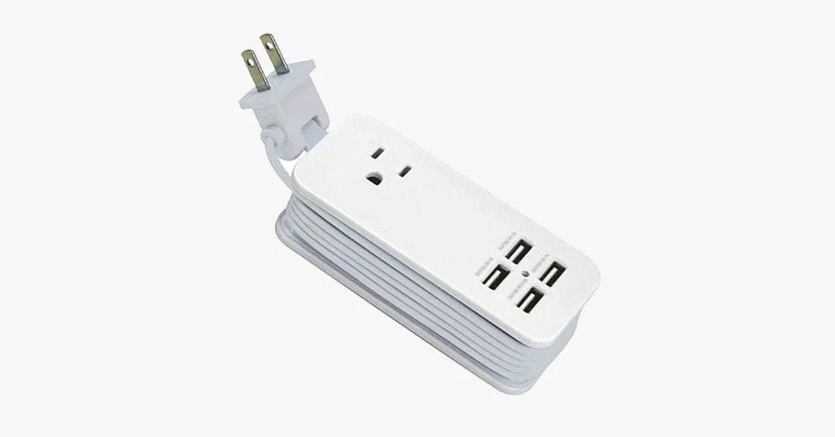 Portable charging station with 4 USB ports - Universal socket & 1.5 m long cable - Best for travel by BowLift