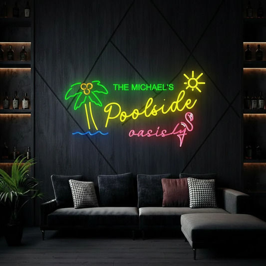 Custom Name Poolside Oasis Neon Sign Swimming Pool Led Neon Sign by Neonchics