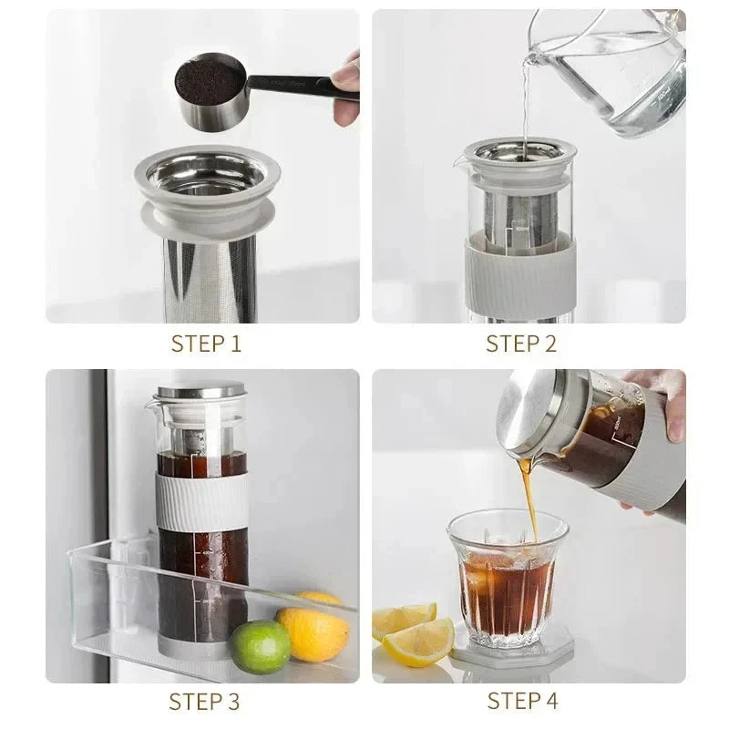 Portable Airtight Cold Brew Iced Coffee Maker Tea Infuser Pitcher by Bowlift