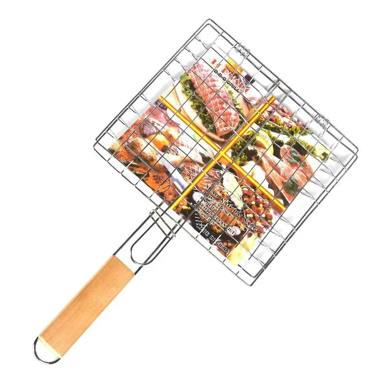 Portable Folding BBQ Grill Basket With Handle Cook Accessories Outdoor by Bowlift