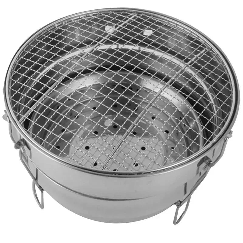 Portable Outdoor BBQ Grill Stainless Steel Fire Pit Charcoal Grill Burner by Bowlift