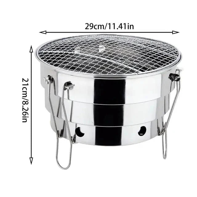 Portable Outdoor BBQ Grill Stainless Steel Fire Pit Charcoal Grill Burner by Bowlift