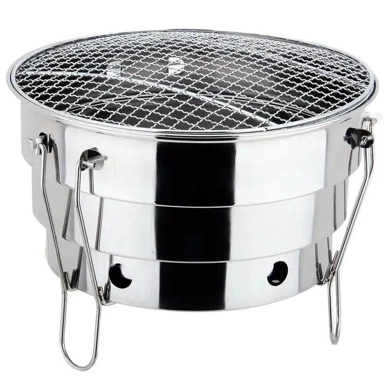 Portable Outdoor BBQ Grill Stainless Steel Fire Pit Charcoal Grill Burner by Bowlift