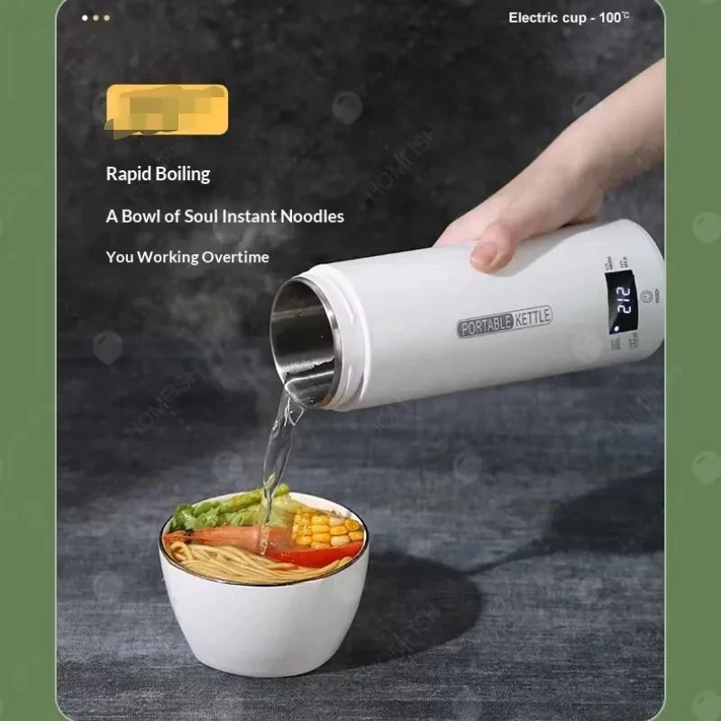 Portable Stainless Steel Electric Kettle Travel Boiler with Thermal Cup by Bowlift