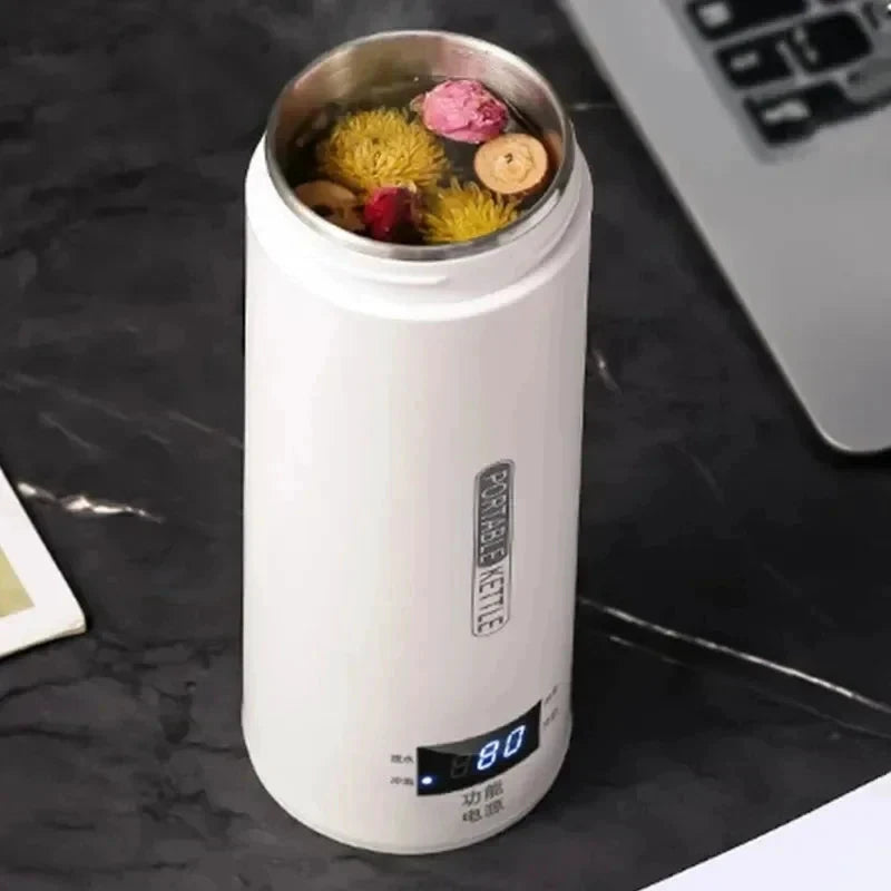 Portable Stainless Steel Electric Kettle Travel Boiler with Thermal Cup by Bowlift