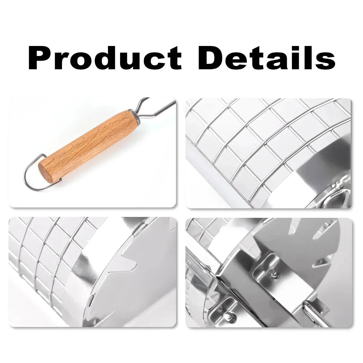 Portable Stainless Steel Rolling Grilling Basket BBQ Grill Accessory by Bowlift