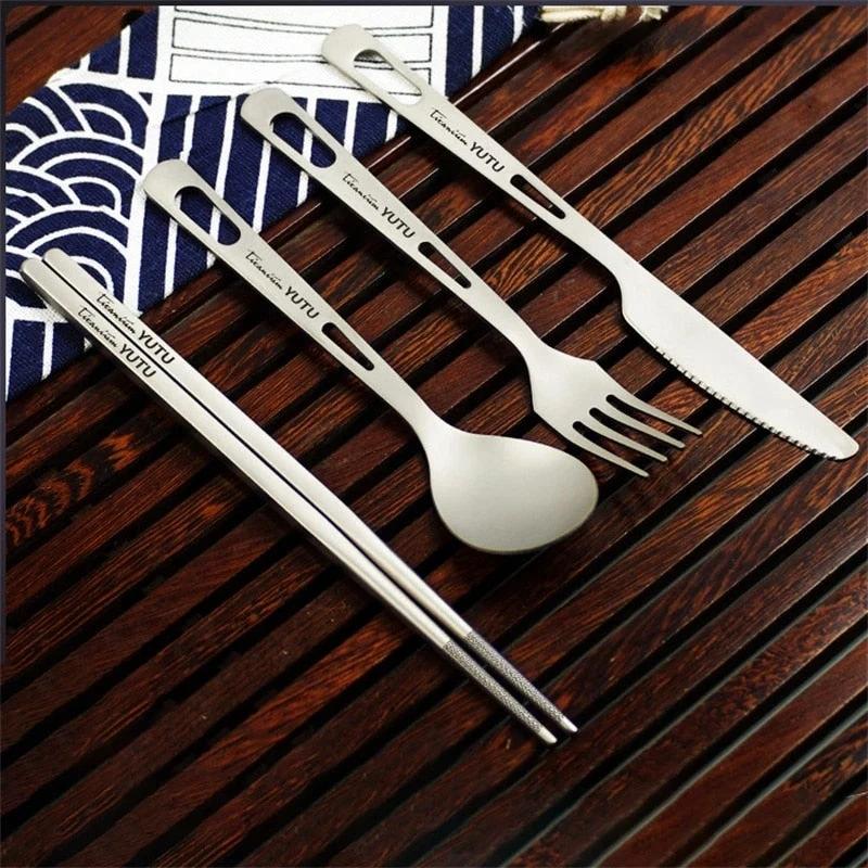 Portable Tableware Set Pure Titanium Frosted Travel Dinnerware by Bowlift