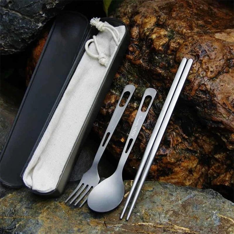 Portable Tableware Set Pure Titanium Frosted Travel Dinnerware by Bowlift