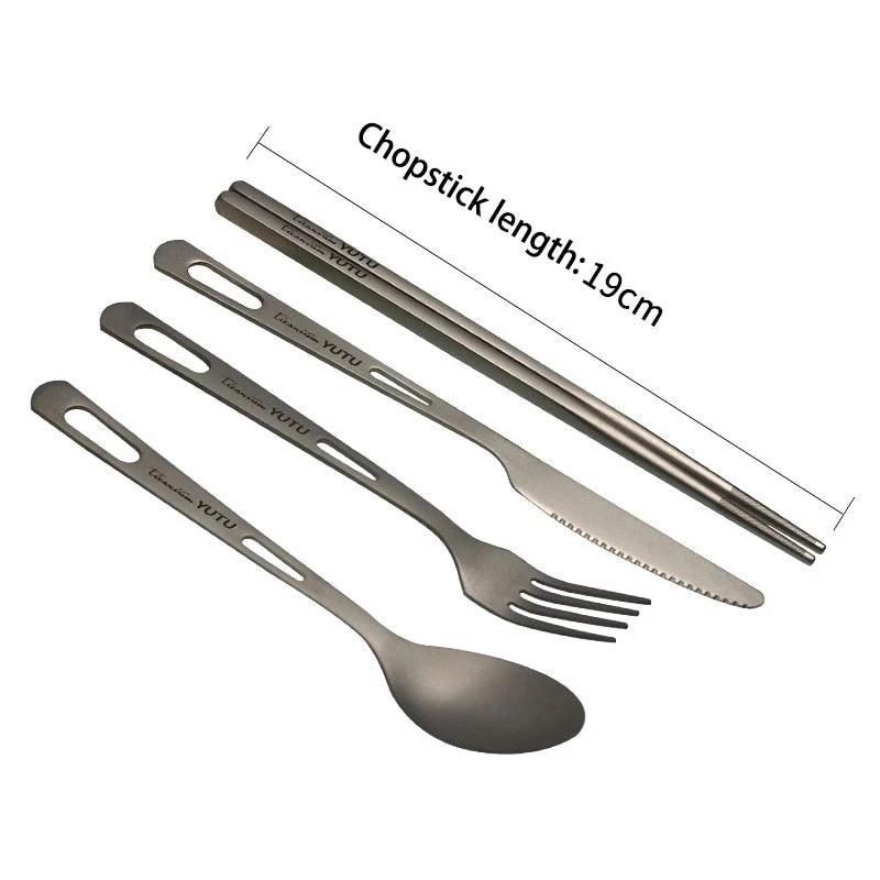 Portable Tableware Set Pure Titanium Frosted Travel Dinnerware by Bowlift