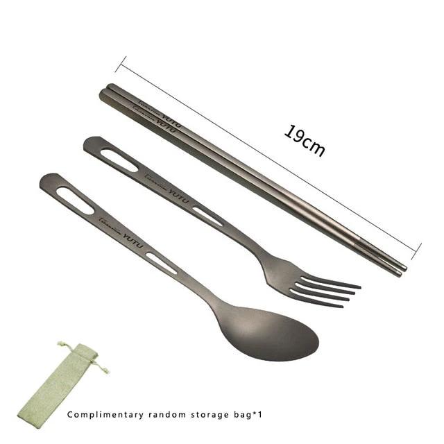 Portable Tableware Set Pure Titanium Frosted Travel Dinnerware by Bowlift