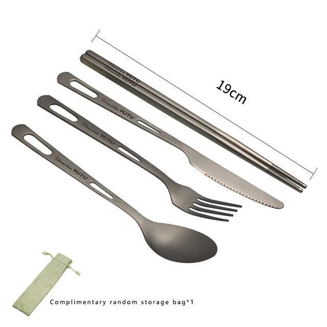 Portable Tableware Set Pure Titanium Frosted Travel Dinnerware by Bowlift
