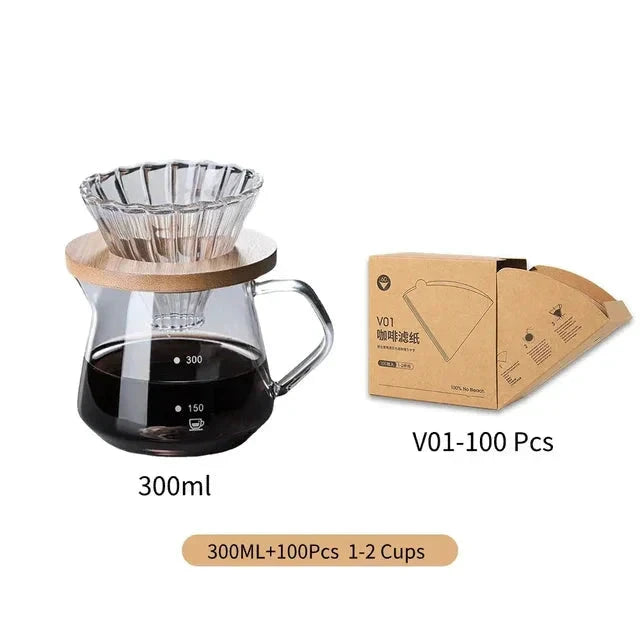 Pour Over Coffee Maker Set Glass Carafe Coffee with Glass Coffee Filter by Bowlift