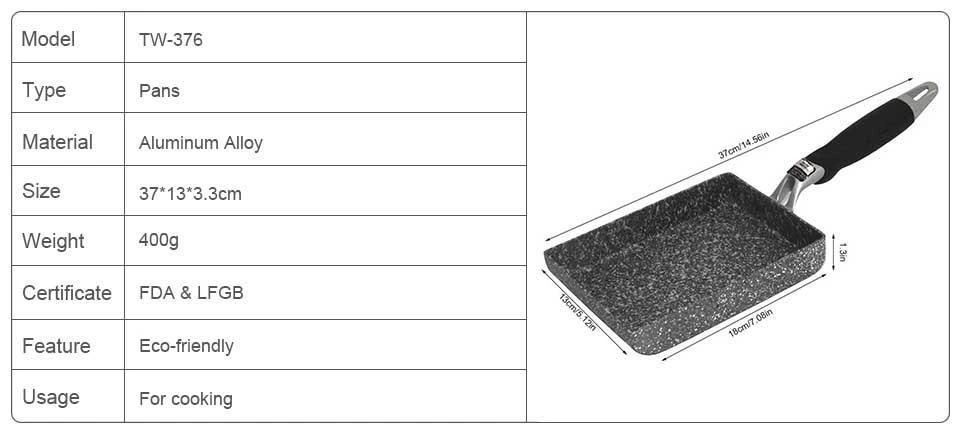 Tamagoyaki Pan Rectangle Frying Pan Japanese Omelette Pan/Egg Pan by BowLift