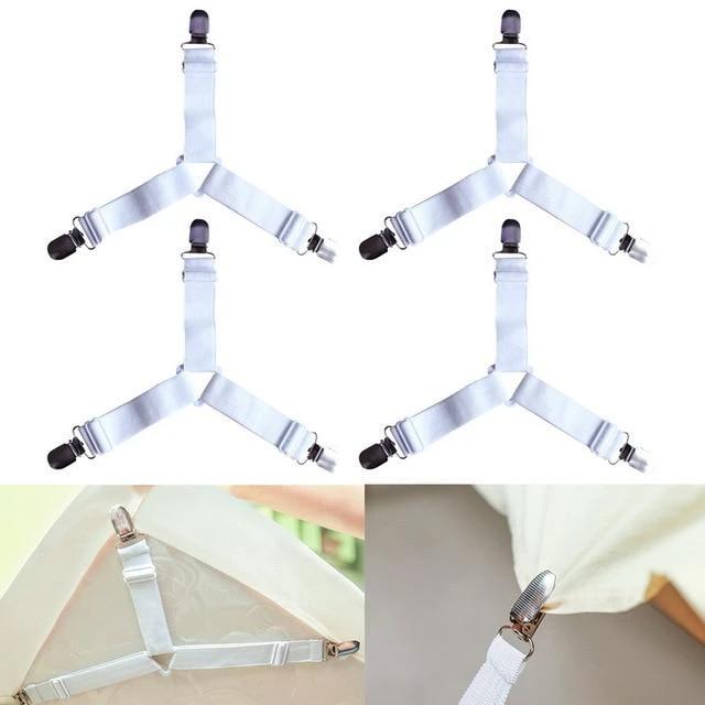 HoldTight - 4 Piece Elastic Bed Sheet Clips by Bowlift
