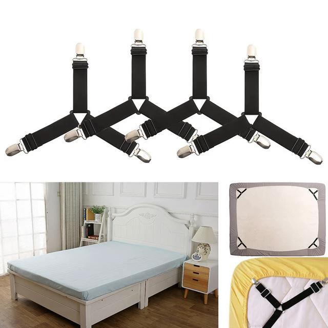 HoldTight - 4 Piece Elastic Bed Sheet Clips by Bowlift