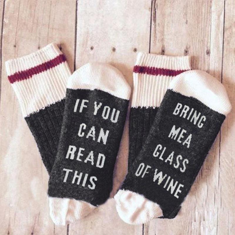 If You Can Read This, Bring Me a Glass of Wine Socks by Bowlift